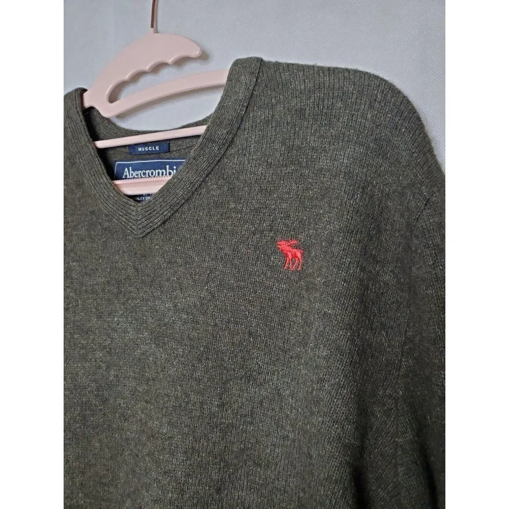 Abercrombie & Fitch Vintage Men's Muscle Fit Wool V Neck Y2K Sweater